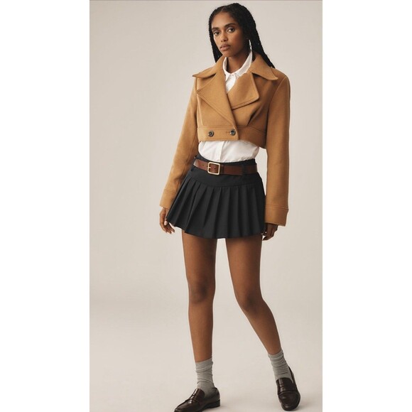 Anthropologie Maeve Ultra Cropped Trench Coat Honey Preppy Retro Size XL NWT - Picture 1 of 10